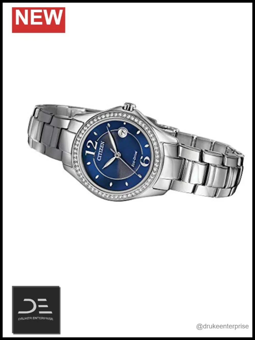 Eco-Drive Dress Crystal Watch Stainless Steel Bracelet